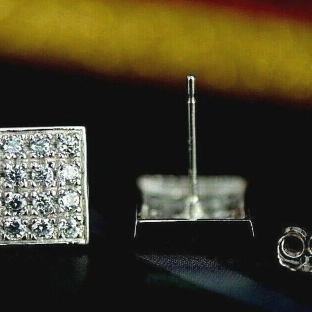 Solid 14k Gold Fancy Post Square Stud Push Back E… - image 5